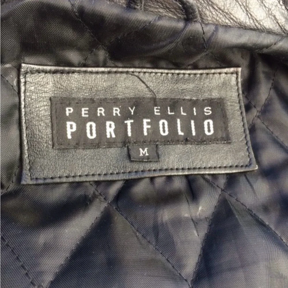 Perry Ellis PORTFOLIO Men’s Black Leather Jacket Medium